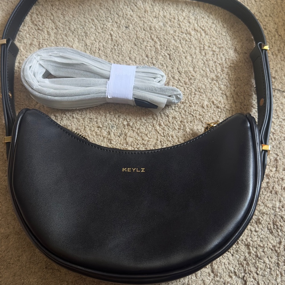 Keyli Black Leather Crossbody Bag